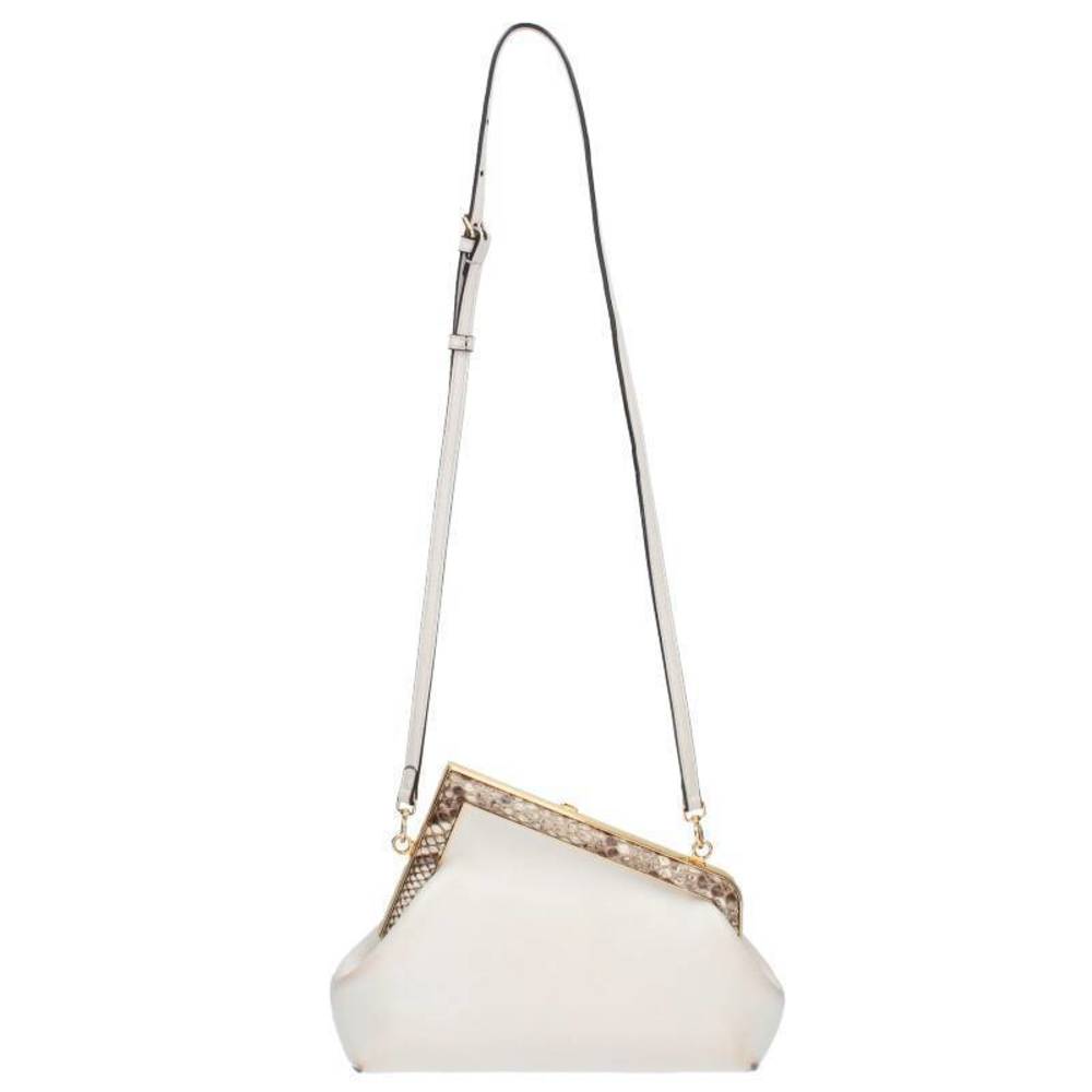 Fendi White Leather Shoulder Python Switch Small … - image 1